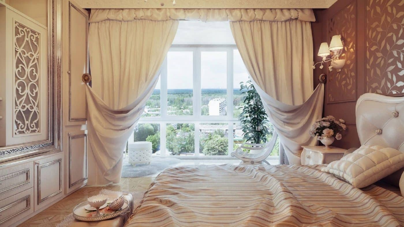 Rèm và cửa sổ trong phòng ngủ