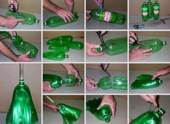 Cách tái chế vỏ chai làm chổi quét nhà