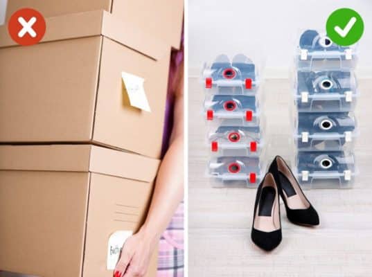 Dùng hộp đựng giày để sắp xếp giày dép gọn gàng hơn
