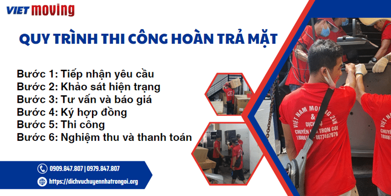 Quy trình dịch vụ thi công hoàn trả mặt bằng văn phòng của VietMoving