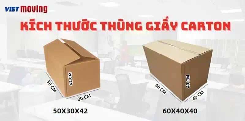 Kích thước thùng giấy carton dùng để chuyển nhà
